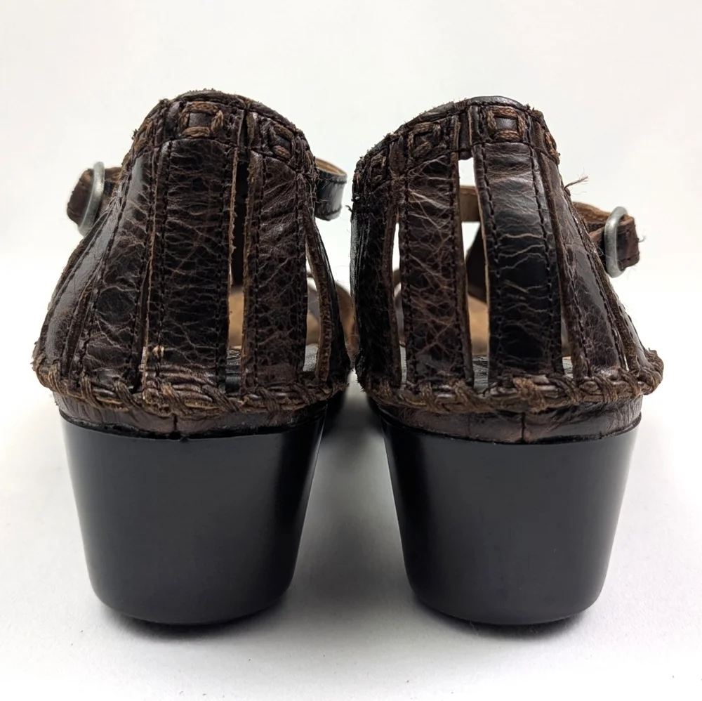 Ariat Shalimar Wedge Sandal Croc Embossed Leather T-Strap Whipstitched Western 9
